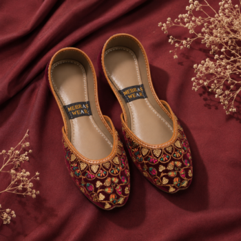 Maroon Embroidered Khussa for Women