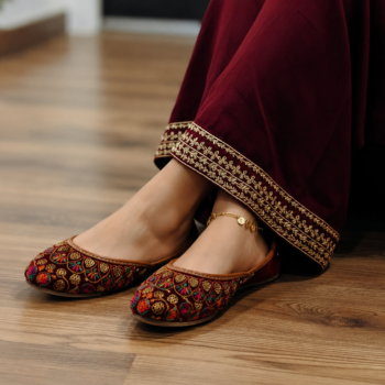 Maroon Khussa with Detailed Embroidery