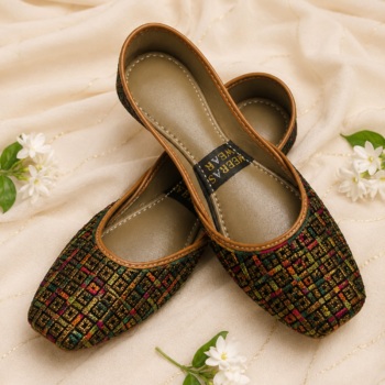 Multicolor embroidered khussa shoes for women with traditional handcrafted design