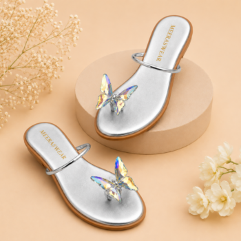 Silver Butterfly Sandals for Women
