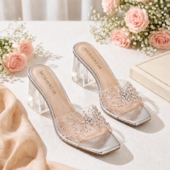 Silver Crystal Heels for Women